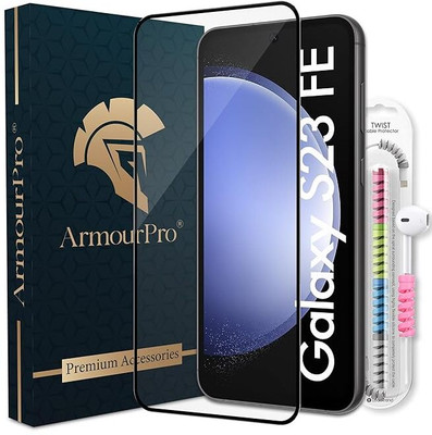 ArmourPro Edge To Edge Tempered Glass for Samsung Galaxy S23 FE 5G, Samsung S23 FE 5G, S23 FE 5G, ( 1 OG Tempered Glass and 1 Cable Protector )(Pack of 2)