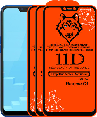 DeepzHub Edge To Edge Tempered Glass for Realme C1(Pack of 3)
