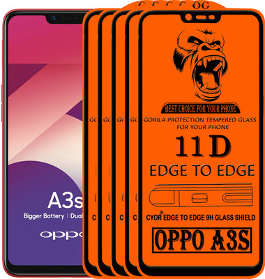CYOR Edge To Edge Tempered Glass for Oppo A3s(Pack of 5)