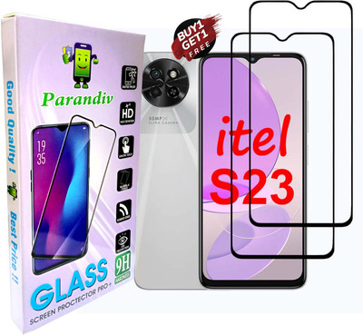 PARANDIV Edge To Edge Tempered Glass for Buy 1 Get 1 Free Branded High Quality Tempered For itel S23(Pack of 2)