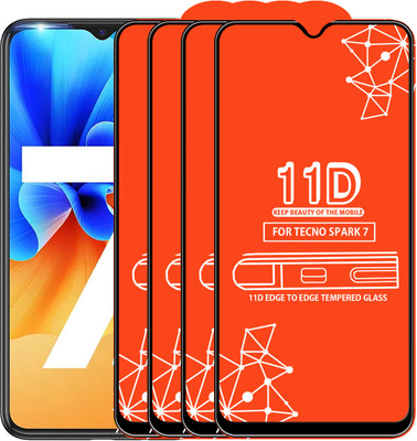 Roxel Edge To Edge Tempered Glass for Tecno Spark 7(Pack of 4)