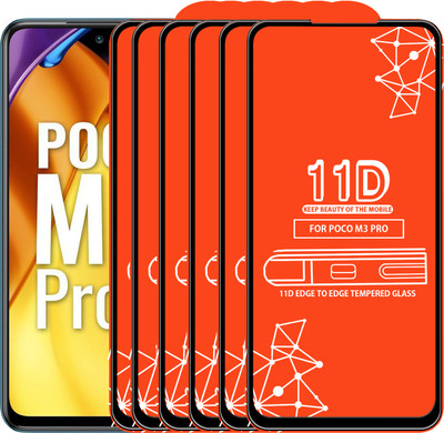 Qyist Edge To Edge Tempered Glass for Poco M3 Pro(Pack of 6)