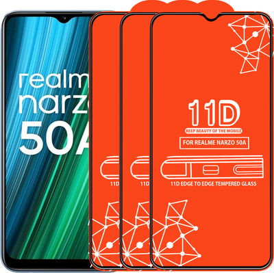 Qyist Edge To Edge Tempered Glass for Realme Narzo 50A(Pack of 3)