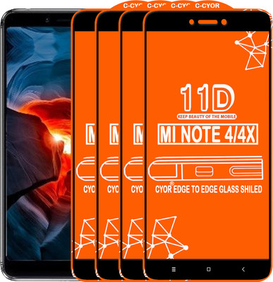 CYOR Edge To Edge Tempered Glass for Mi Redmi Note 4(Pack of 4)