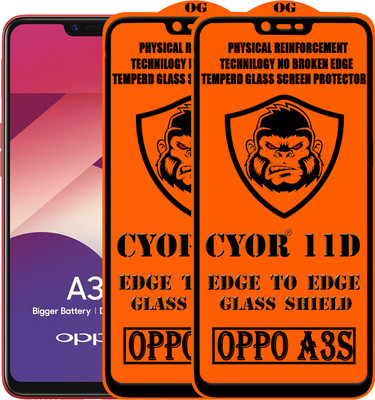 CYOR Edge To Edge Tempered Glass for Oppo A3s(Pack of 2)