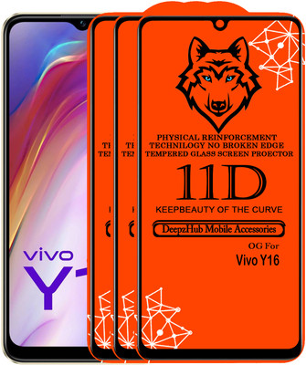 DeepzHub Edge To Edge Tempered Glass for vivo Y16(Pack of 3)