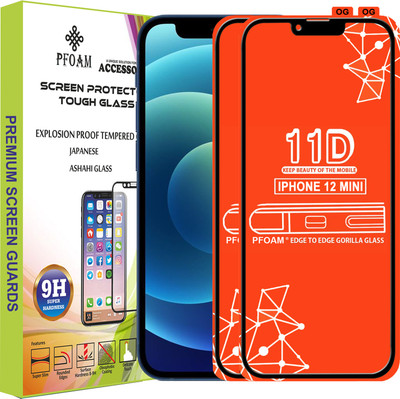 PFOAM Edge To Edge Tempered Glass for APPLE IPHONE 12 MINI(Pack of 2)