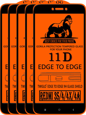 TWIGLO Edge To Edge Tempered Glass for Mi Redmi 4X(Pack of 5)