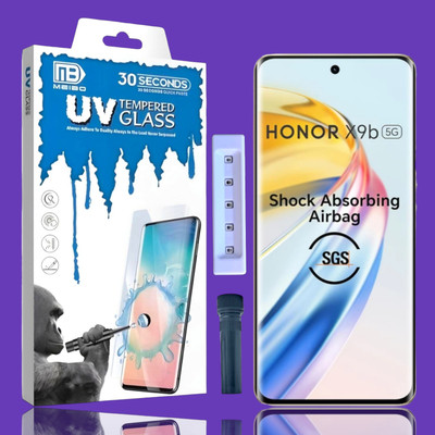 KadWaniya Edge To Edge Tempered Glass for Honor X9b 5G, HONOR X9B 5G, Meibo Series 3D Curved (30 Seconds Quick Paste) High Quality UV Liquide Glue Glass with Easy Installation Kit-107(Pack of 1)
