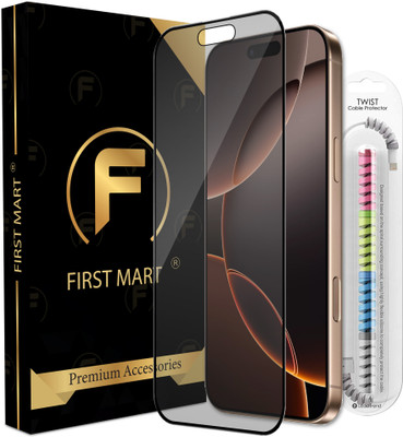FIRST MART Edge To Edge Tempered Glass for iPhone 16 Pro Max, Apple iPhone 16 Pro Max, 16 Pro Max, Matte OG Tempered Glass with Cable Protector(Pack of 1)