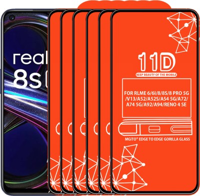 MGito Edge To Edge Tempered Glass for FOR REALME 6, REALME 6I, REALME 8 5G, REALME 8S 5G, REALME 8 PRO 5G, REALME V13, OPPO A52, OPPO A52S, OPPO A54 5G, OPPO A72, OPPO A74 5G, OPPO A92, OPPO A94, OPPO RENO 4 SE(Pack of 6)