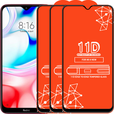 Qyist Edge To Edge Tempered Glass for Mi 8 New(Pack of 3)