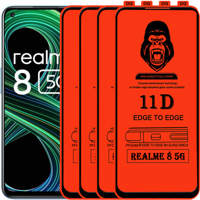 Laxdom Edge To Edge Tempered Glass for REALME 8 5G(Pack of 4)