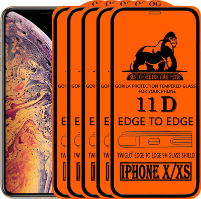 TWIGLO Edge To Edge Tempered Glass for Apple iPhone XS(Pack of 5)