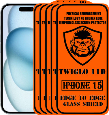 TWIGLO Edge To Edge Tempered Glass for IPHONE 15(Pack of 5)