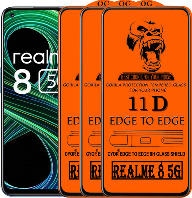 CYOR Edge To Edge Tempered Glass for REALME 8 5G(Pack of 3)