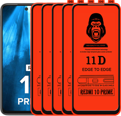Laxdom Edge To Edge Tempered Glass for REDMI 10 PRIME(Pack of 5)