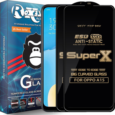 Roxel Edge To Edge Tempered Glass for OPPO A15(Pack of 2)