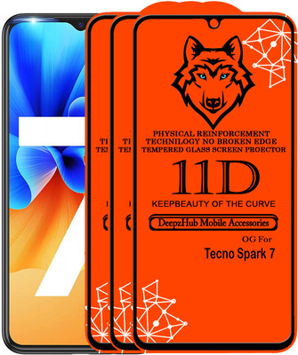 CRodible Edge To Edge Tempered Glass for Tecno spark 7(Pack of 3)