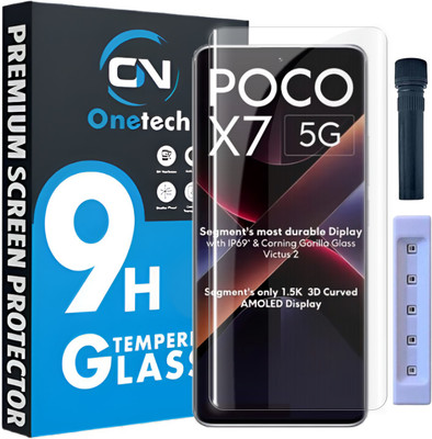 OneTech Edge To Edge Tempered Glass for Poco X7 5G 9H Hardness, Advanced UV HD+ Screen Protector(Pack of 1)