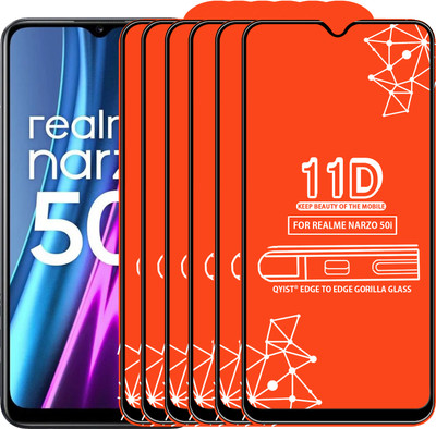 Qyist Edge To Edge Tempered Glass for Realme Narzo 50I(Pack of 6)