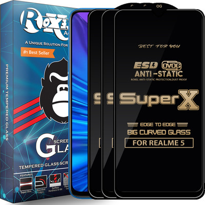 Roxel Edge To Edge Tempered Glass for REALME 5(Pack of 3)