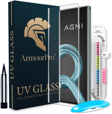 ArmourPro Edge To Edge Tempered Glass for Lava Agni 2 5G, UV Light Tempered Glass with Cable Protector(Pack of 1)