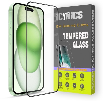 ICYNICS Edge To Edge Tempered Glass for Apple iPhone 15 Plus, Anti-Fingerprint, Waterproof, Oil-resistant, Bubble-Free, Anti-Static with Full Screen Coverage & Easy Installation(Pack of 1)