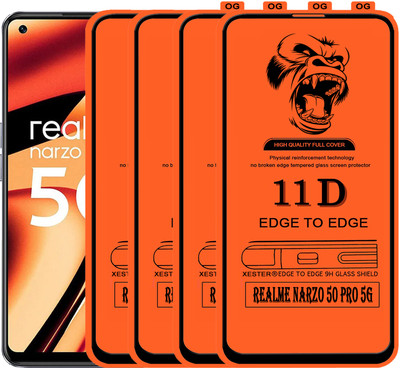 PFOAM Edge To Edge Tempered Glass for REALME NARZO 50 PRO 5G(Pack of 4)