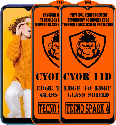 CYOR Edge To Edge Tempered Glass for TECNO SPARK 4(Pack of 2)