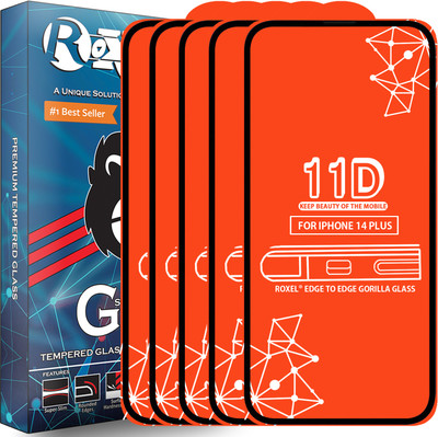 Roxel Edge To Edge Tempered Glass for Iphone 14 Plus(Pack of 5)