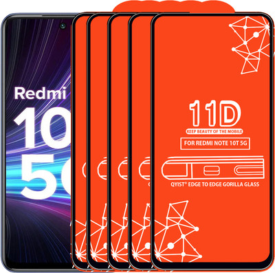 Qyist Edge To Edge Tempered Glass for Redmi Note 10T 5G(Pack of 5)