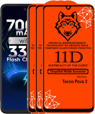 DeepzHub Edge To Edge Tempered Glass for Tecno Pova 3(Pack of 3)