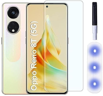 KadWaniya Edge To Edge Tempered Glass for Oppo Reno 8T 5G , Meibo Series 3D Curved (30 Seconds Quick Paste) High Quality UV Liquide Glue Glass with Easy Installation Kit-50-461(Pack of 1)