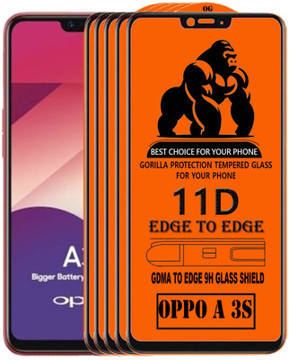 GDMA Edge To Edge Tempered Glass for Oppo A3s(Pack of 5)