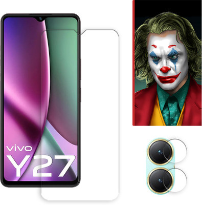 SOMTONE Edge To Edge Tempered Glass for vivo Y27 4G Tempered Glass Screen Protector | Anti-Scratch | Edge to Edge Full Coverage | 9H Hardness ( 1 FRONT SCREEN GUARD + 1 CAMERA LENS PROTECTOR + 1 FREE BACK EMBOSSED SKIN026 )(Pack of 1)