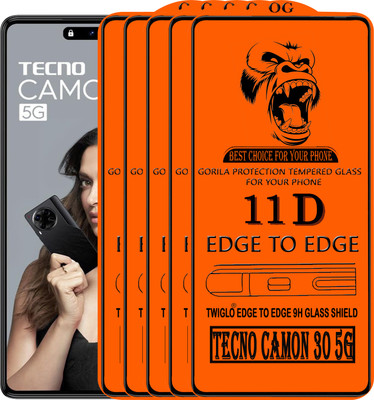 TWIGLO Edge To Edge Tempered Glass for TECNO CAMON 30 5G(Pack of 5)