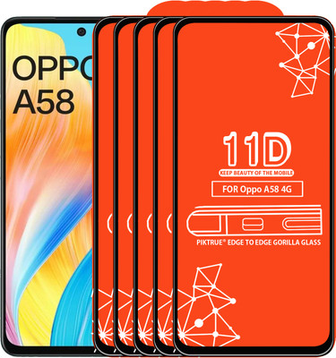 PikTrue Edge To Edge Tempered Glass for Oppo A58 4G(Pack of 5)
