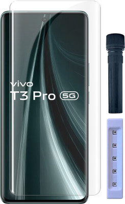 OneTech Edge To Edge Tempered Glass for Vivo T3 Pro 5G 9H Hardness, Advanced UV HD+ Screen Protector(Pack of 1)