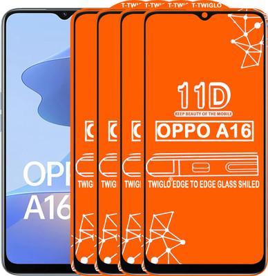 TWIGLO Edge To Edge Tempered Glass for OPPO A16(Pack of 4)