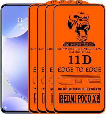 TWIGLO Edge To Edge Tempered Glass for REDMI POCO X2(Pack of 4)