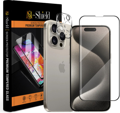 MS-Shield Edge To Edge Tempered Glass for Apple iPhone 15 Pro Max, With Camera Lens Protector(Pack of 1)
