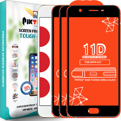 PikTrue Edge To Edge Tempered Glass for Oppo A57(Pack of 3)
