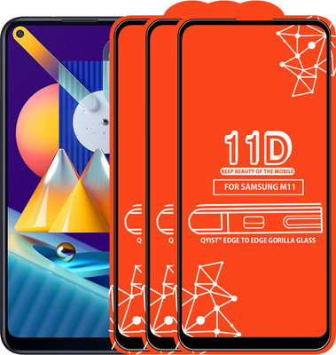 Qyist Edge To Edge Tempered Glass for Samsung Galaxy M11(Pack of 3)