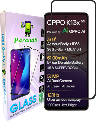 PARANDIV Edge To Edge Tempered Glass for Adavnced Tempered Glass | HD clarity Full Edge Screen Protector for OPPO K13x 5G(Pack of 1)