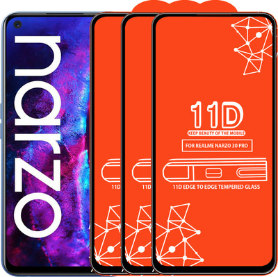 Roxel Edge To Edge Tempered Glass for Realme Narzo 30 Pro(Pack of 3)