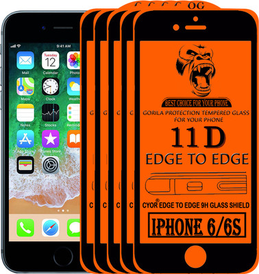 CYOR Edge To Edge Tempered Glass for Apple iPhone 6(Pack of 5)