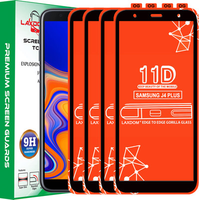 Laxdom Edge To Edge Tempered Glass for SAMSUNG GALAXY J4 PLUS(Pack of 4)
