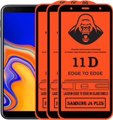 Laxdom Edge To Edge Tempered Glass for SAMSUNG GALAXY J4 PLUS(Pack of 3)