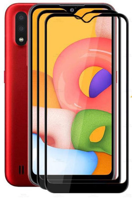 HIE POWER Edge To Edge Tempered Glass for Samsung Galaxy A01 -11D Glass (Pack Of 2)(Pack of 2)